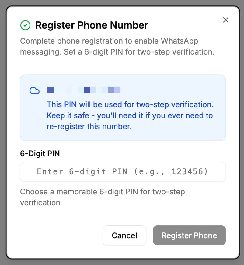 Register phone number