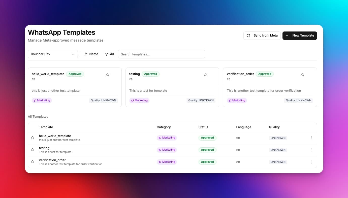 WhatsApp Templates page