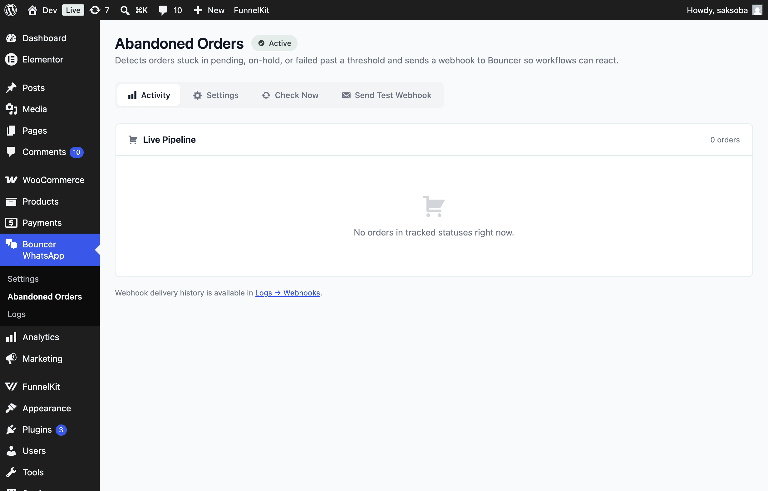 Abandoned Orders activity pipeline