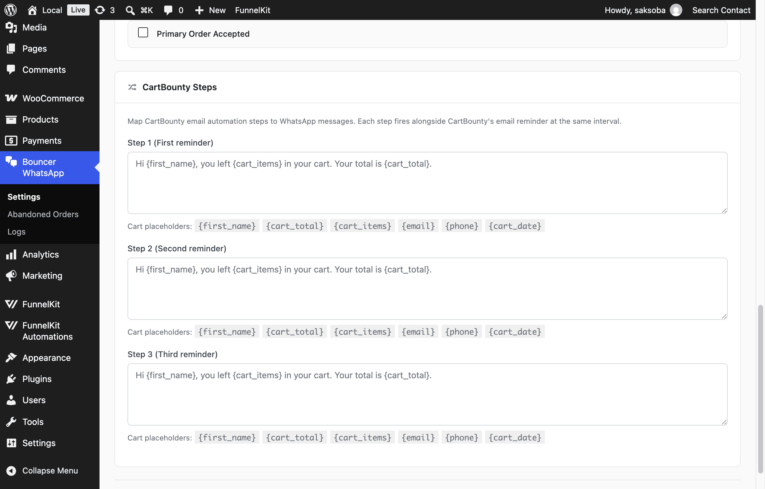 CartBounty Steps templates on the Automation tab